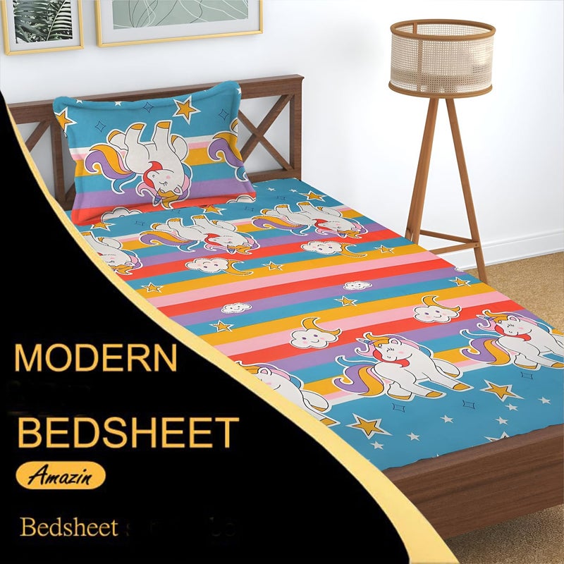 STARNSTYLE Premium 160 TC Egyptian Cotton Bedsheet Set with Pillow Cover - Sky Queen - Image 2